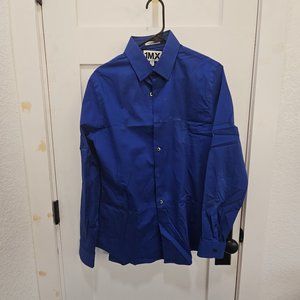 Blue Button Up - Collar - Long Sleeve - Extra Slim Fit - M, 15-15.5